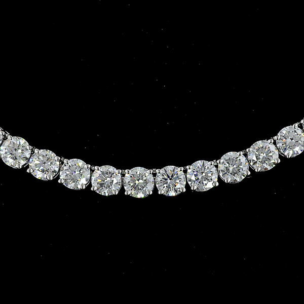 Lab-Grown 15.21 Carat Round F-VS2 Diamond 14K White Gold Tennis Necklace