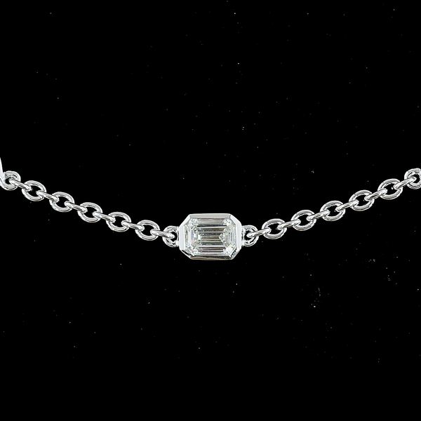 Lab-Grown 2.79 Carat MIX F-VS2 Diamond 14K White Gold Station Necklace