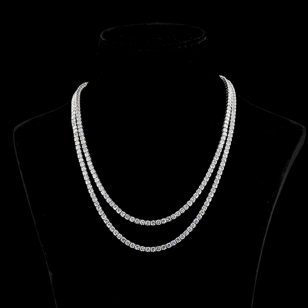 Lab-Grown 41.25 Carat Round E-VS2 Diamond 14K White Gold Tennis Necklace