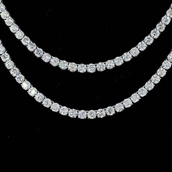 Lab-Grown 41.25 Carat Round E-VS2 Diamond 14K White Gold Tennis Necklace
