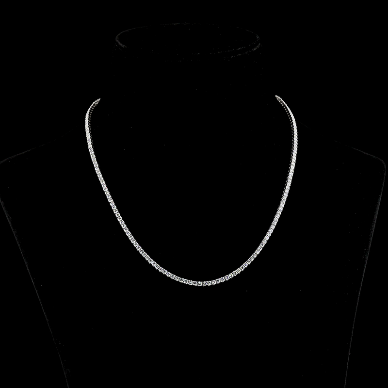 Lab-Grown 7.27 Carat Round F-VS2 Diamond 14K White Gold Tennis Necklace