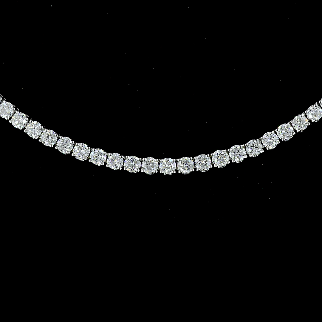 Lab-Grown 5.58 Carat Round F-VS2 Diamond 14K White Gold Tennis Necklace