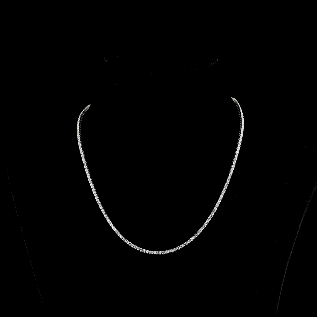 Lab-Grown 4.96 Carat Round E-VS Diamond 14K White Gold Tennis Necklace