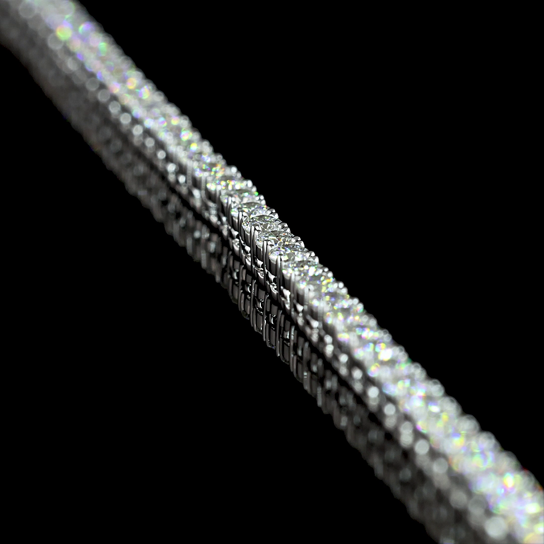 Lab-Grown 4.96 Carat Round E-VS Diamond 14K White Gold Tennis Necklace