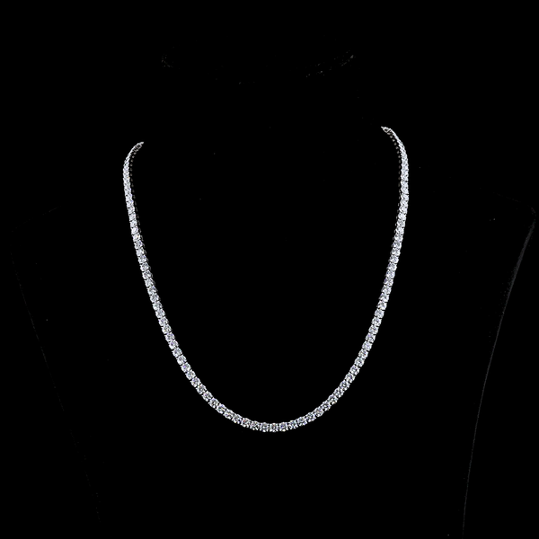 Lab-Grown 22.26 Carat Round E-VS Diamond 14K White Gold Tennis Necklace