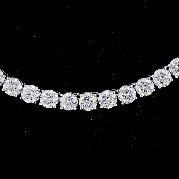 Lab-Grown 22.26 Carat Round E-VS Diamond 14K White Gold Tennis Necklace