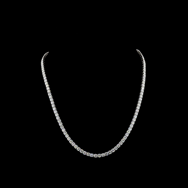 Lab-Grown 18.3 Carat Round - Diamond 14K White Gold Tennis Necklace