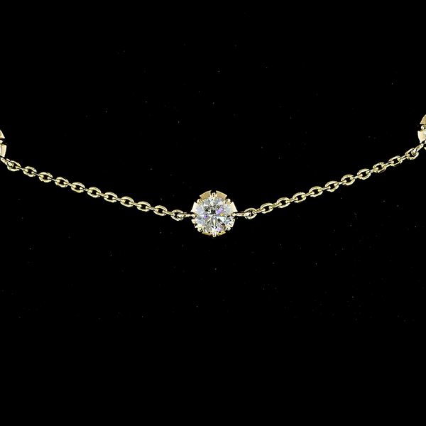 Lab-Grown 1.83 Carat Round E-VS Diamond 14K Yellow Gold Station Necklace