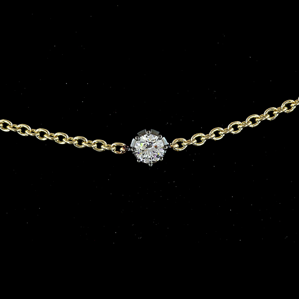 Lab-Grown 1.85 Carat Round F-VS2 Diamond 14K Two Tone Station Necklace