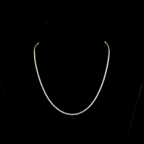 Lab-Grown 5.05 Carat Round E-VS Diamond 14K Yellow Gold Tennis Necklace