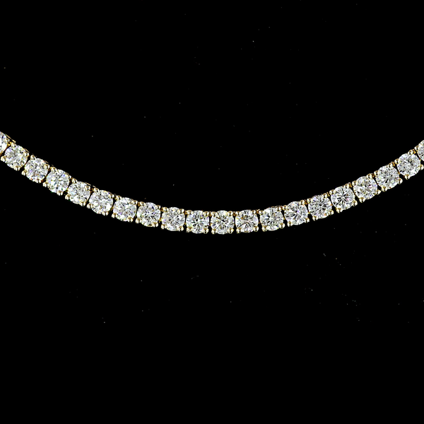 Lab-Grown 5.05 Carat Round E-VS Diamond 14K Yellow Gold Tennis Necklace
