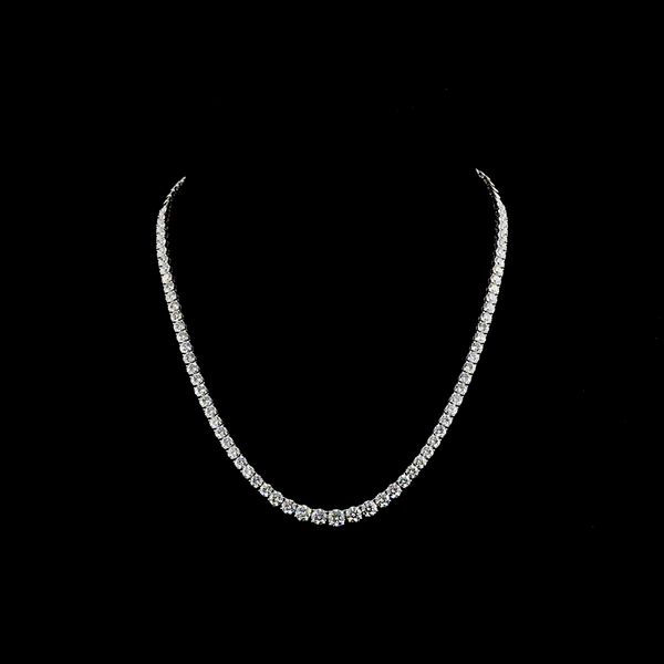 Lab-Grown 15.07 Carat Round E-VS Diamond 14K White Gold Riviera Necklace