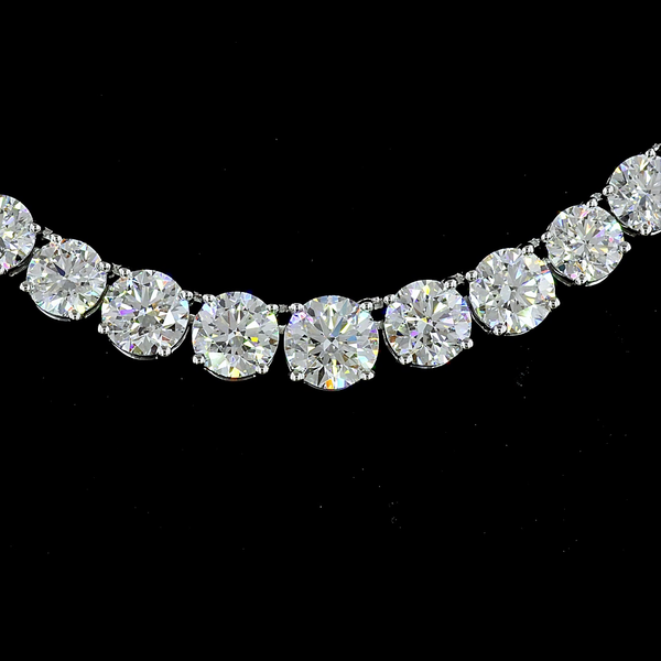 Lab-Grown 15.07 Carat Round E-VS Diamond 14K White Gold Riviera Necklace