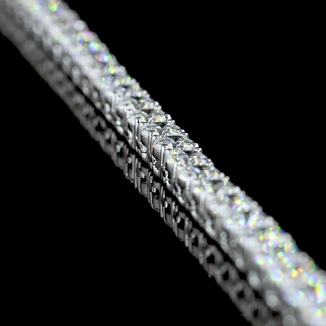 Lab-Grown 12.11 Carat Round E-VS Diamond 14K White Gold Tennis Necklace