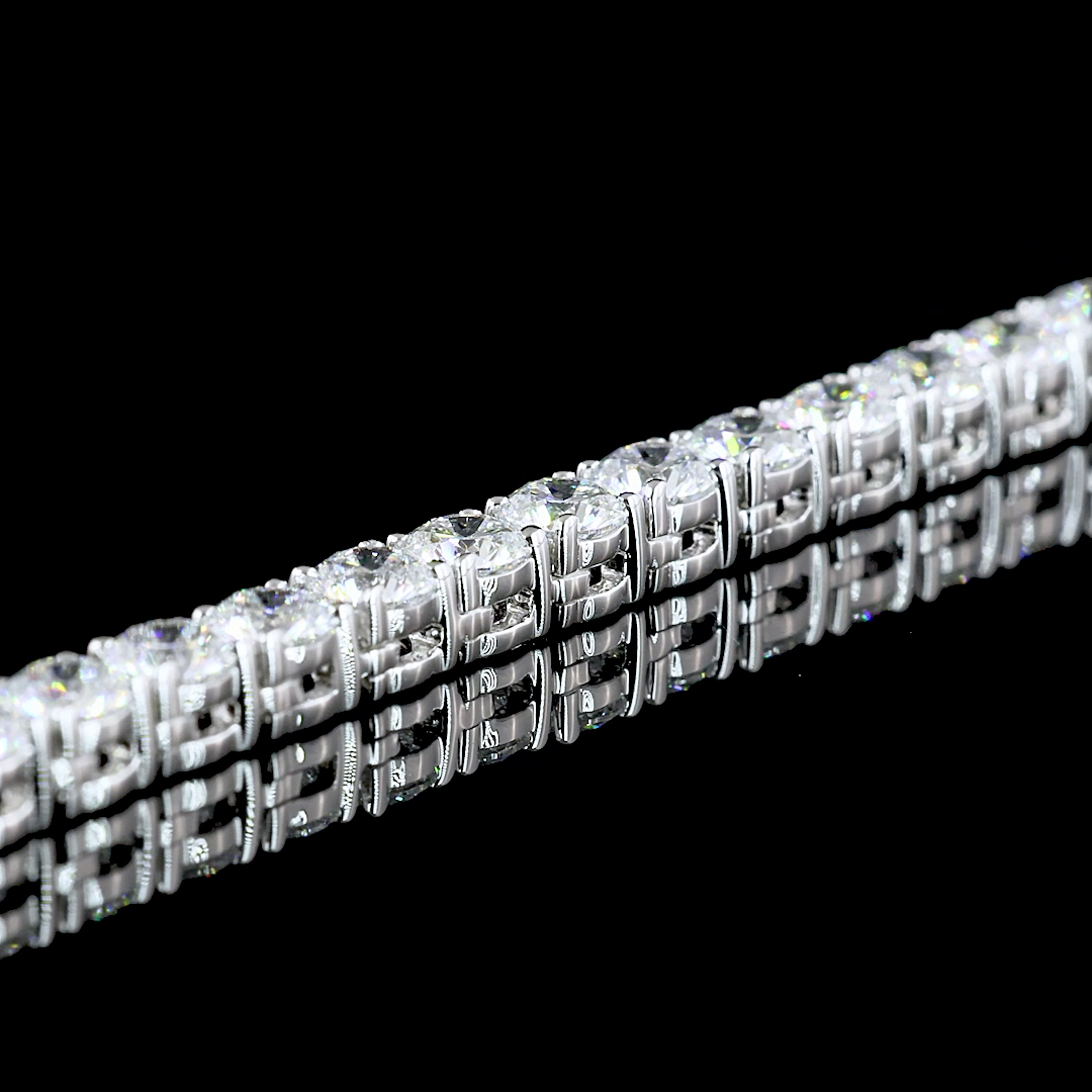 Lab-Grown 12.15 Carat Round E-VS Diamond 14K White Gold Tennis Necklace