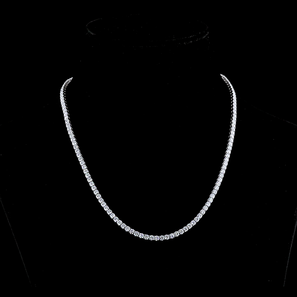 Lab-Grown 12.23 Carat Round E-VS Diamond 14K White Gold Tennis Necklace