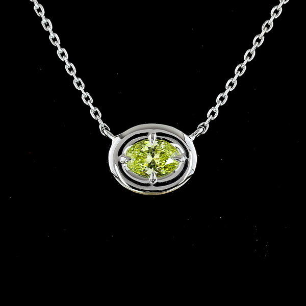 Lab-Grown 0.28 Carat Oval F-VVS2 Diamond 14K White Gold Solitaire Necklace