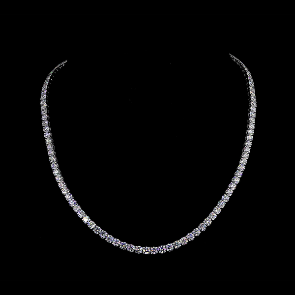 Lab-Grown 20.45 Carat Round F-VS1 Diamond 14K White Gold Tennis Necklace