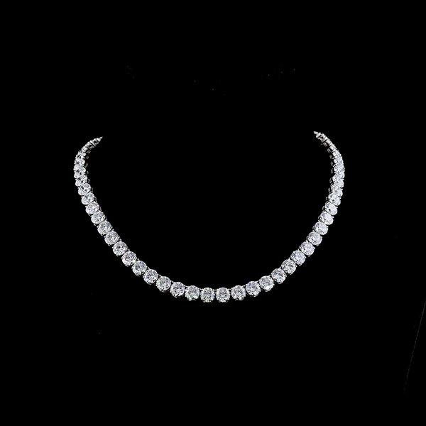 Lab-Grown 46.78 Carat Round E-VS2 Diamond 14K White Gold Tennis Necklace