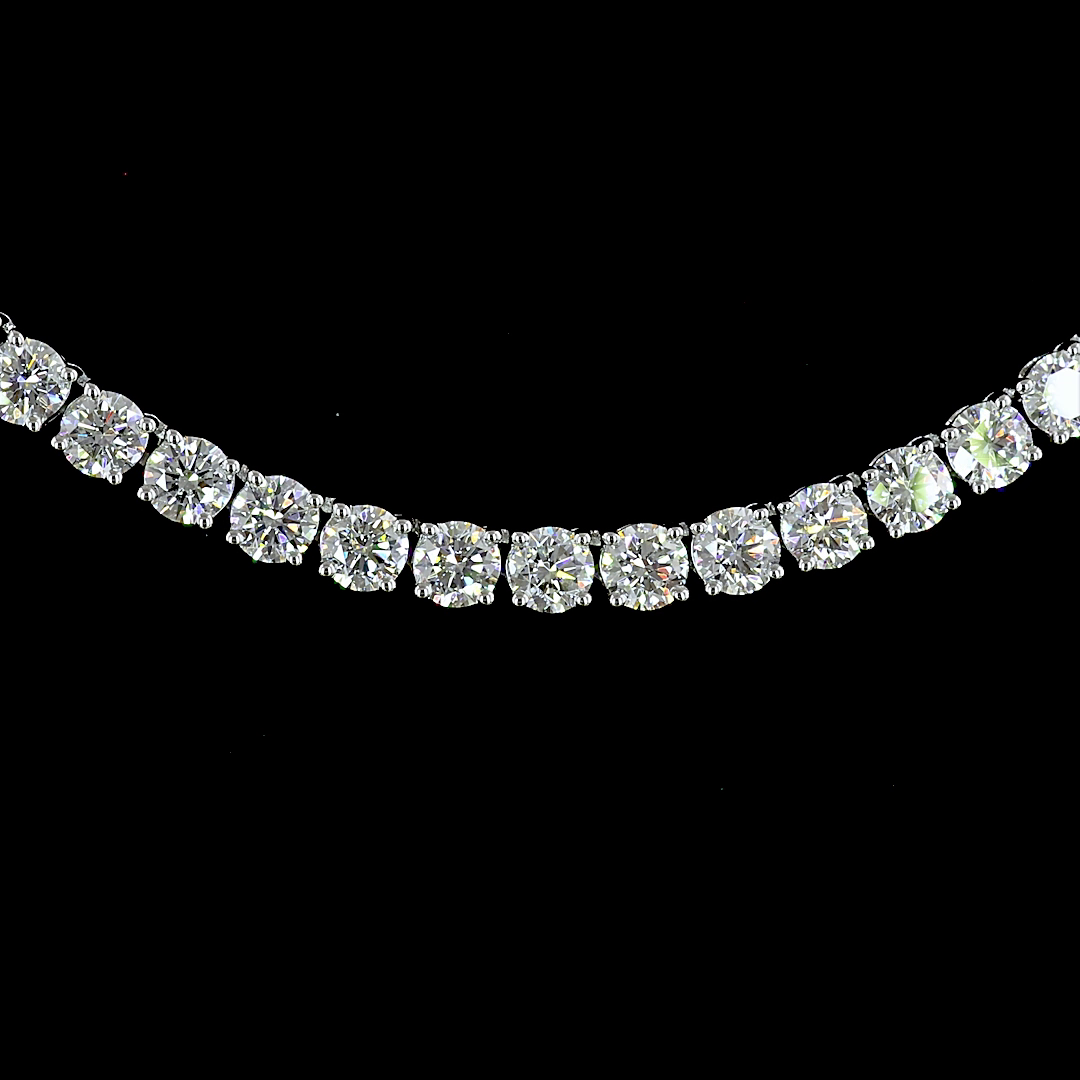 Lab-Grown 4.57 Carat Round E-VS Diamond 14K Two Tone Tennis Necklace