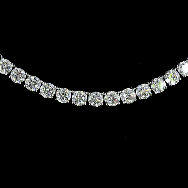 Lab-Grown 4.57 Carat Round E-VS Diamond 14K Two Tone Tennis Necklace