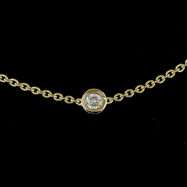 Lab-Grown 1.57 Carat Round E-VS2 Diamond 14K Yellow Gold Station Necklace