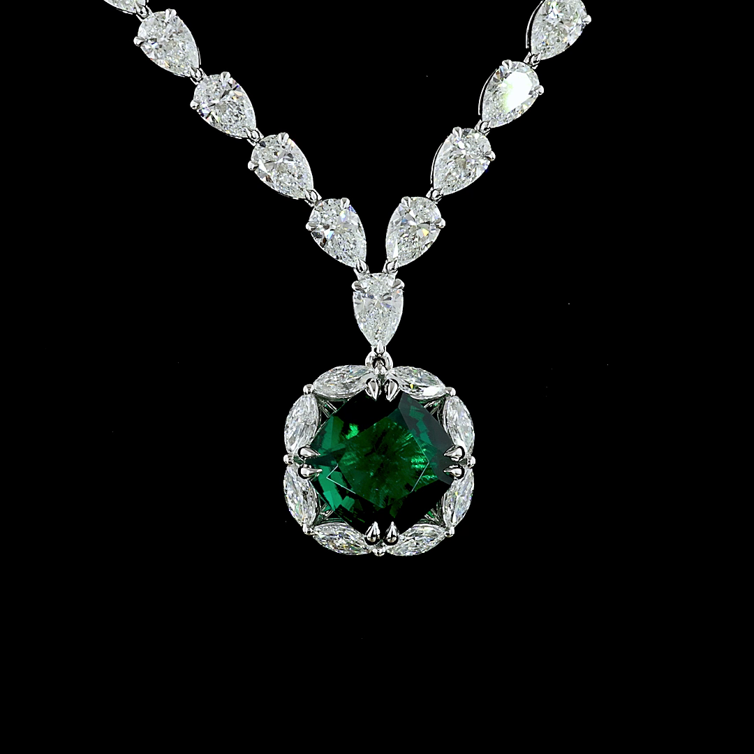 Lab-Grown 23.53 Carat MIX -VS1 Diamond 14K White Gold Special Necklace