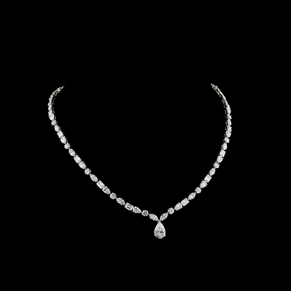 Lab-Grown 19.17 Carat MIX E-VS1 Diamond 14K White Gold Special Necklace