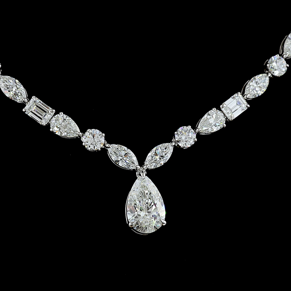 Lab-Grown 19.17 Carat MIX E-VS1 Diamond 14K White Gold Special Necklace