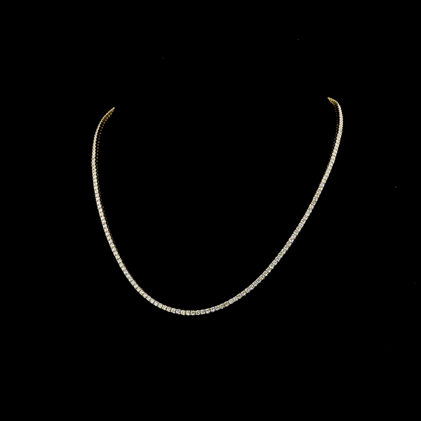 Lab-Grown 5.52 Carat Round E-VS Diamond 14K Yellow Gold Tennis Necklace