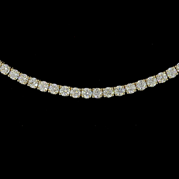 Lab-Grown 5.52 Carat Round E-VS Diamond 14K Yellow Gold Tennis Necklace