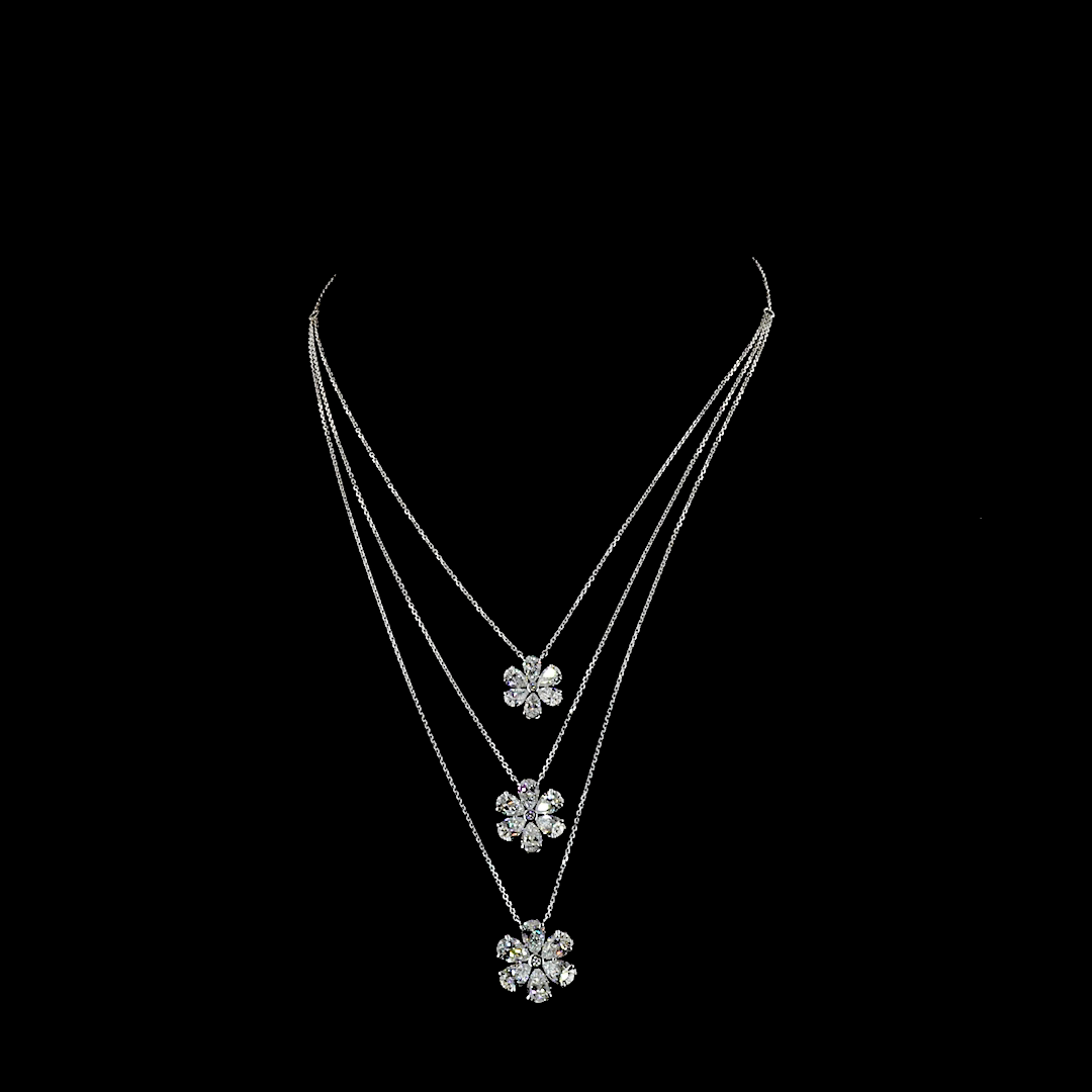 Lab-Grown 9.33 Carat MIX E-VS Diamond 14K White Gold Special Necklace