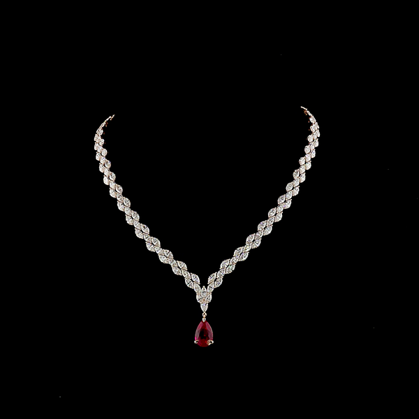 Lab-Grown 32.63 Carat MIX -VS1 Diamond 14K Rose Gold Lariat Necklace