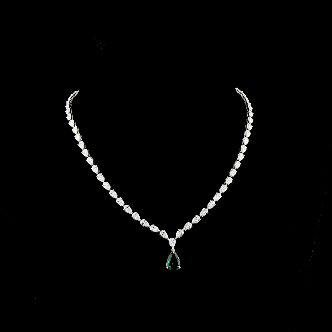 Lab-Grown 19.1 Carat Pear -VS1 Diamond 14K Two Tone Lariat Necklace