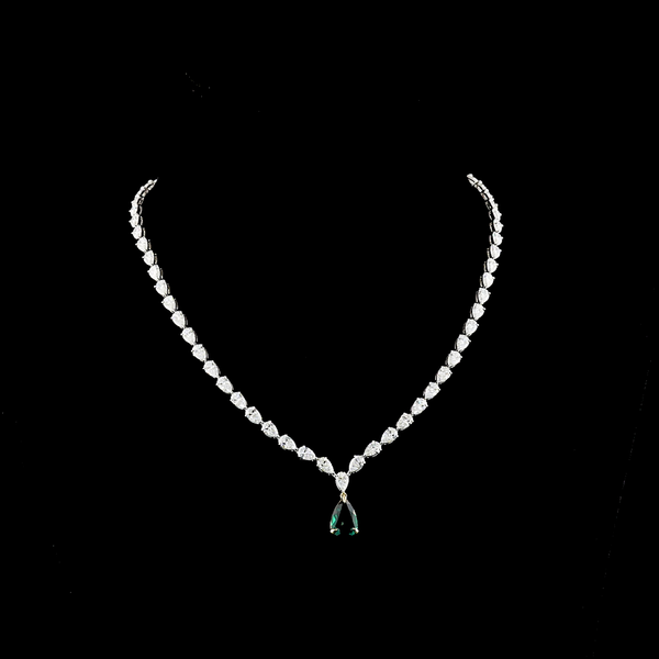 Lab-Grown 19.1 Carat Pear -VS1 Diamond 14K Two Tone Lariat Necklace