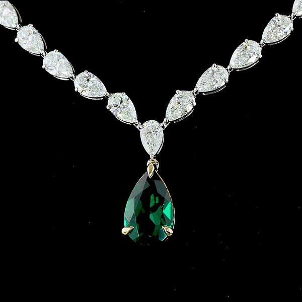 Lab-Grown 19.1 Carat Pear -VS1 Diamond 14K Two Tone Lariat Necklace