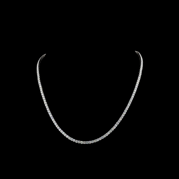 Lab-Grown 9.95 Carat Round E-VS2 Diamond 14K White Gold Tennis Necklace