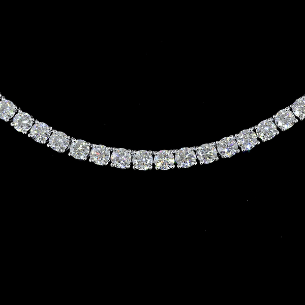 Lab-Grown 9.95 Carat Round E-VS2 Diamond 14K White Gold Tennis Necklace