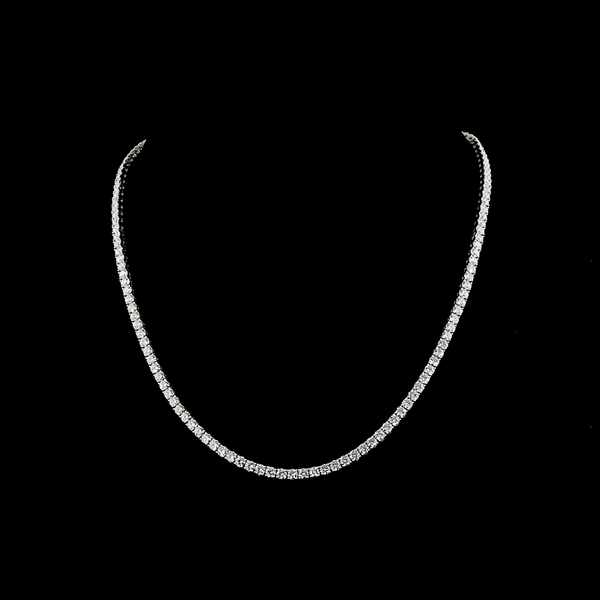 Lab-Grown 11.9 Carat Round E-VS Diamond 14K White Gold Tennis Necklace