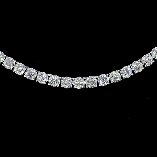 Lab-Grown 11.9 Carat Round E-VS Diamond 14K White Gold Tennis Necklace