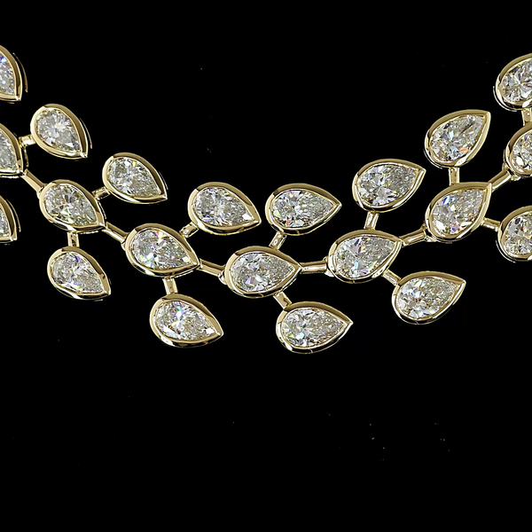 Lab-Grown 16.14 Carat Pear - Diamond 14K Yellow Gold Special Necklace