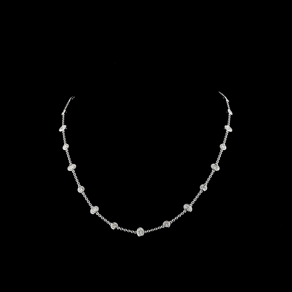Lab-Grown 4.26 Carat Oval E-VS2 Diamond 14K White Gold Station Necklace