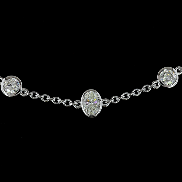 Lab-Grown 4.26 Carat Oval E-VS2 Diamond 14K White Gold Station Necklace