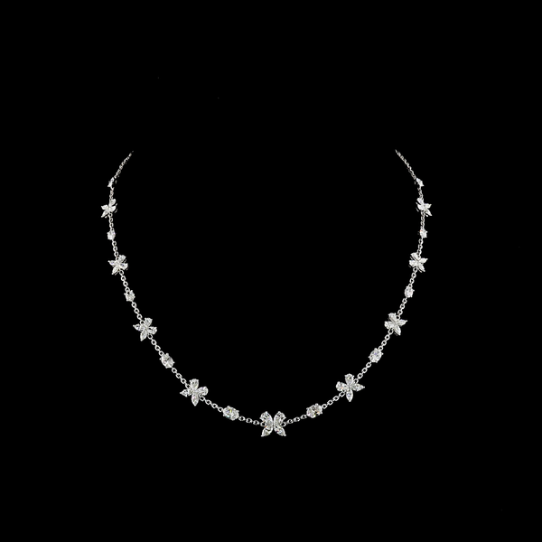 Lab-Grown 5.18 Carat Oval E-VS2 Diamond 14K White Gold Station Necklace