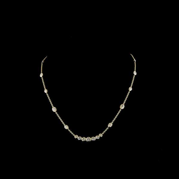 Lab-Grown 3.14 Carat MIX E-VS2 Diamond 14K Yellow Gold Station Necklace