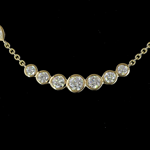 Lab-Grown 3.14 Carat MIX E-VS2 Diamond 14K Yellow Gold Station Necklace