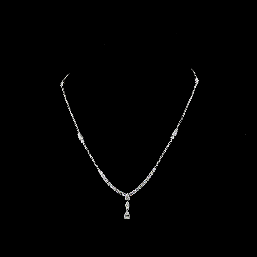 Lab-Grown 3.09 Carat MIX - Diamond 14K White Gold Special Necklace