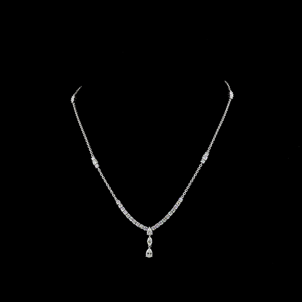 Lab-Grown 3.09 Carat MIX - Diamond 14K White Gold Special Necklace
