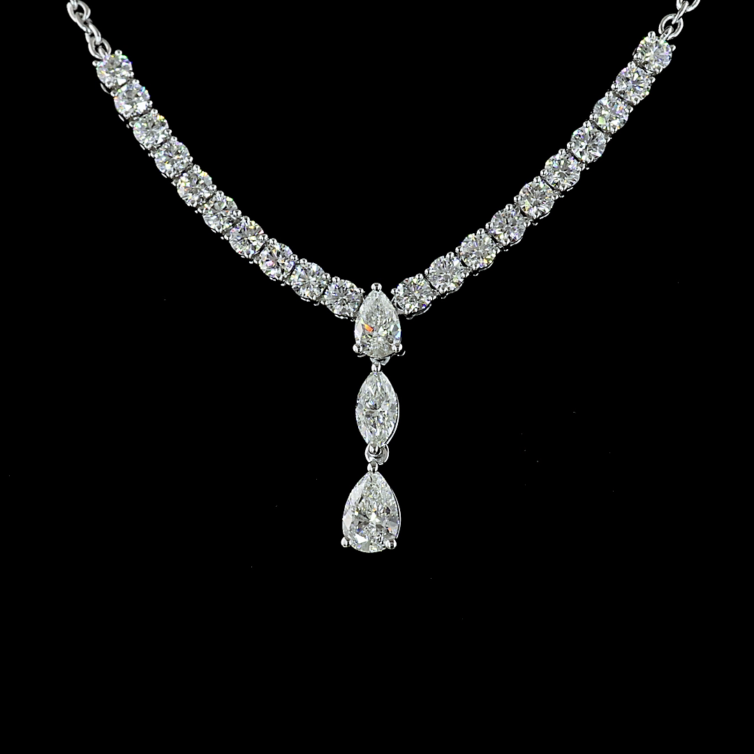 Lab-Grown 3.09 Carat MIX - Diamond 14K White Gold Special Necklace