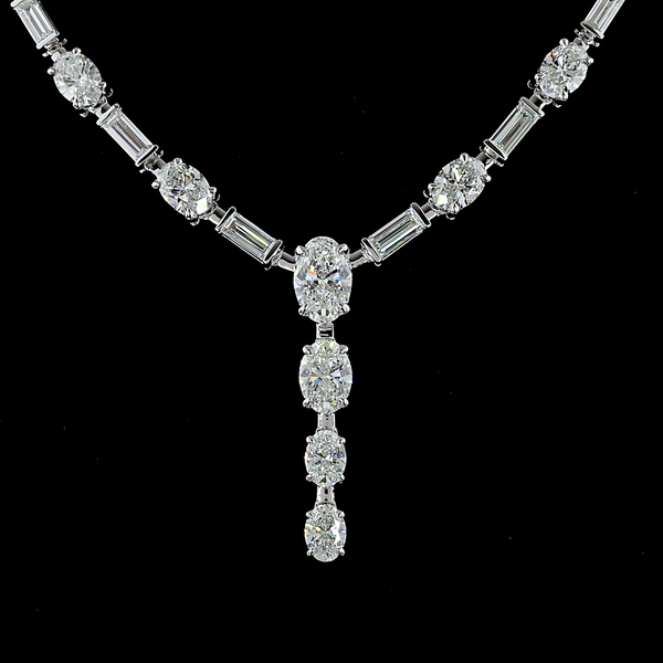 Lab-Grown 11.61 Carat MIX - Diamond 14K White Gold Special Necklace